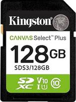 "Kingston Canvas Select Plus" SD atminties kortelė 128GB SDXC Gen3 150MB/s C10 UHS-I U1 V10 - SDS3/128GB