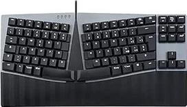 "Perixx PERIBOARD-335BL" kompaktiška ergonominė mechaninė klaviatūra su kabeliu - be klavišų - žemo profilio "Clicky" mėlyni klavišai - programuojami makro klavišai, suderinami su "Windows" ir "Mac OS X" -