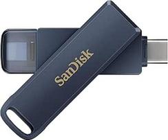 "SanDisk Phone Drive" 64GB, "Flash" atmintinė "2-in-1", "iPhone" saugykla (skirta "iPhone", "iPad", "PC" ir "Mac", automatinė atsarginė kopija, "Lightning" ir C tipo USB prievadas, apsauga nuo perėjimo, šifravimas), metalinis dangus