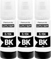 "Supply Guy" juodas rašalas, suderinamas su "Epson 104", skirtas "EcoTank" ET-4800 ET-2871 ET-2870 ET-2862 ET-2861 ET-2811 (3 x 70 ml rašalo buteliukai)