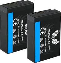 2 x SK baterija Canon LP-E17 1000 mAh, skirta Canon EOS RP R8 R50 R100 - M3 M5 M6 II - 77D 200D 750D 800D / Kiss X10i Rebel T8i SL3 /// (iš dalies iššifruota)