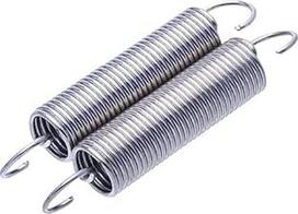 5 vnt. 0,6 mm skersmens vielos su S formos kabliukais, išorinis skersmuo 5 mm, cilindrinės spiralinės išsiplėtimo spyruoklės, pasirinktinai 15-60 mm ilgio, 0,6 x 5,0 x 50 mm (spalva: vielos skersmuo x O