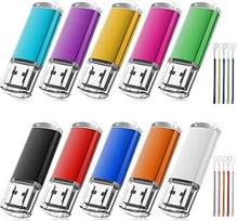 EASTBULL USB atmintinė 16GB, 10 USB 2.0 besisukančių atminties lazdelių pakuotė, 10 vnt. virvių, įvairiaspalvė