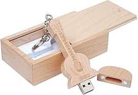 Gitaros formos klevo medžio atminties kortelė USB atmintinė medinėje dėžutėje (3,0/64GB, klevo medis)