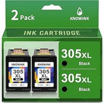 KNOWINK 305 XL juodos spalvos spausdintuvo kasetės suderinamos su HP 305 juodos spalvos 305XL kasetėmis, skirtomis HP DeskJet 2710 2070e 2120 2721 Envy 6010 6020e 6420 6432 (2 pakuotės)