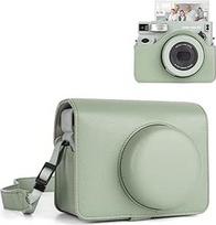 MUZIRI KINOKOO fotoaparato dėklas, suderinamas su fotoaparatu "Instax Wide 400", PU odos dėklas, skirtas "Fuji Instax Wide 400" momentiniam fotoaparatui su reguliuojamu dirželiu per petį - žalias