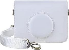 MUZIRI KINOKOO suderinamas su "Instax Mini EVO" - lygus PU odos dėklas fotoaparatui "Fuji Instax Mini EVO" - su reguliuojamu dirželiu per petį, baltas, fotoaparato dėklas