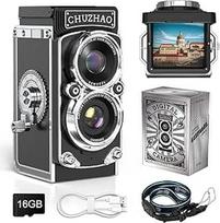 Retro mini skaitmeninis fotoaparatas, "Chuzhao" 1080P FHD vaizdo įrašas 12MP automatinio fokusavimo retro fotoaparatas su 16G kortele Dvigubas filtras Foto fotoaparatas, USB kompaktiškas senovinis skaitmeninis fotoaparatas pradedantiesiems paaugliams vaik