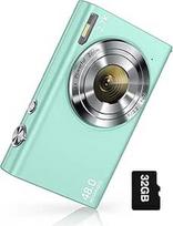 Skaitmeninis fotoaparatas, 1520P automatinio fokusavimo kompaktiškas fotoaparatas FHD 48MP Fotoaparatas Vlogging fotoaparatas su 2,8 colių ekranu, 32GB atminties kortele, 16X skaitmeniniu priartinimu, nešiojamas mini fotoaparatas vaikams