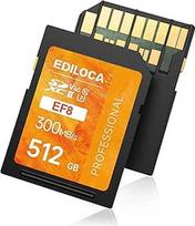 V60 UHS-II SD kortelė 512GB, SDXC atminties kortelė su iki 300MB/s skaitymo ir 200MB/s įrašymo sparta, skirta 4K/6K vaizdo įrašams ir profesionaliai fotografijai (U3, V60, 10 klasės, UHS-II SD kortelė) - EF8_512GB