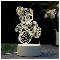3D LED naktinė lempa – romantiškas meškiukas su širdimi