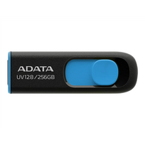 ADATA | USB Flash Drive | UV128 | 256GB | USB 3.2 Gen1 | Black/Blue|AUV128-256G-RBE