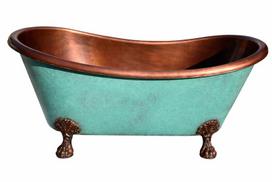 NATURA PURE Varinė vonia rankomis kalta žalia patina 160x70x70 cm