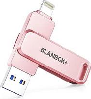 "Apple MFi" sertifikuota USB atmintinė mobiliajam telefonui, "iPhone", "iPad", "Android" ir asmeniniam kompiuteriui skirta "3-in-1" atmintinė, nešiojamoji didelės spartos USB 3.0 atmintinė, nuotraukų ir duomenų atsarginė kopija (rožinė, 256GB)