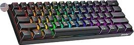 "Geeky" GK61 SE 60% mechaninė žaidimų klaviatūra, 61 klavišas su įvairiaspalviu RGB LED apšvietimu, skirta PC/Mac žaidėjams, ANSI JAV amerikietiškas išdėstymas (juoda, mechaninė, sidabrinė)