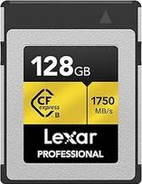 "Lexar Professional Gold Series CFexpress" kortelė 128GB, B tipo CF kortelė, iki 1750MB/s skaitymo greičio, naudojama PCIe 3.0 ir NVMe, atminties kortelė profesionaliems fotografams, videografams (LCXEXPR128G-RNENG)