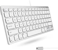 "Macally" mini USB C klaviatūra, kompaktiška klaviatūra "MacOS", "Windows", planšetiniam kompiuteriui su USB-C, 78 klavišai su žirkliniu mechanizmu ir 13 sparčiųjų klavišų