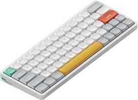 "nuphy Air60 V2" nešiojamoji mechaninė belaidė mini klaviatūra su apšvietimu, palaiko QMK/VIA, suderinama su "Windows/Mac OS/Linux", skirta "Bluetooth 5.1/2.4GHz/(USB-C)", baltos spalvos, rudos spalvos jungiklis