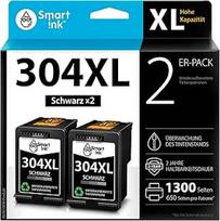 "Smart Ink" atkurtos rašalo kasetės, skirtos pakeisti HP 304 XL HP 304XL (2 juodos spalvos pakuotės), skirtos spausdintuvui "Envy 5030 5000 5020 5032 5020 5010 DeskJet 3750 2630 2600 3760 3720 3732 3732 377 33 37 35