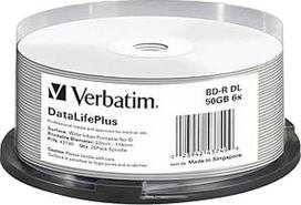 "Verbatim" 43749 BD-R dviejų sluoksnių "Blu-Ray" tušti diskai 50GB 6x Spausdintina 25 diskų verpstė