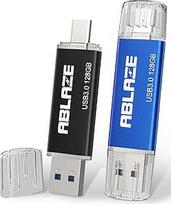 ABLAZE USB C atmintinė 128GB, dviguba C tipo USB + A 3.0 USB atmintinė, OTG atmintinė "Android" C tipo mobiliajam telefonui, nešiojamajam kompiuteriui, planšetiniam kompiuteriui, "Mac", PC