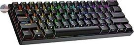 Ranked N60 Nova mechaninė 60 proc. klaviatūra, "Hotswap" žaidimų klaviatūra, 61 programuojamas klavišas su RGB apšvietimu, skirta PC/Mac žaidėjams, JAV amerikietiškas išdėstymas (juoda, Gateron Red)