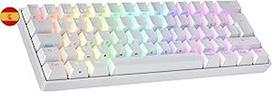 Ranked N60 Nova mechaninė 60 proc. klaviatūra, "Hotswap" žaidimų klaviatūra, 62 programuojami klavišai su RGB apšvietimu, PC/Mac žaidėjams, ISO ES ispanų kalba (balta, Gateron Blue)