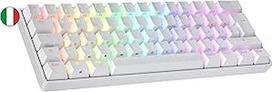 Ranked N60 Nova mechaninė 60 proc. klaviatūra, "Hotswap" žaidimų klaviatūra, 62 programuojami klavišai su RGB apšvietimu, skirta PC/Mac žaidėjams, itališkas išdėstymas (balta, Gateron Red)