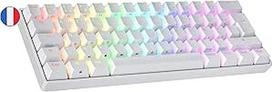 Ranked S60 Supernova mechaninė 60 proc. klaviatūra, "Hotswap" žaidimų klaviatūra, 62 klavišai su RGB apšvietimu, PC/Mac žaidėjams, AZERTY prancūzų kalba (balta, Gateron Optical Speed Yellow)