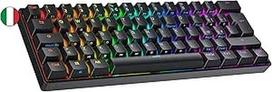 Ranked S60 Supernova mechaninė 60 proc. klaviatūra, "Hotswap" žaidimų klaviatūra, 62 klavišai su RGB apšvietimu, PC/Mac žaidėjams, itališkas išdėstymas (juoda, Gateron Optical Brown)