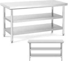 Royal Catering Nerūdijančio plieno stalviršis su 2 lentynomis 150x70 cm