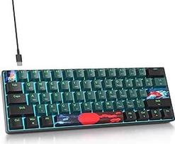 Žaidimų klaviatūra 60 % belaidė, 60 % "Bluetooth" mechaninė klaviatūra, belaidė, RGB apšvietimas, amerikietiškas QWERTY išdėstymas, skirta PC Mac žaidėjams (GT61 Sound Wave Yellow)
