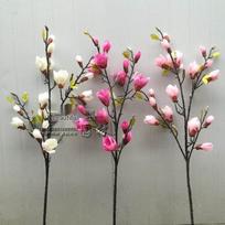 Magnolijų dirbtinių gėlių puokštė svetainei: Dideli Dirbtinių Šakų Eksponatas Vazoje Textured Magnolia Pink (56cm)