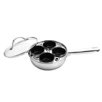 Egg Poacher Pan Stainless Steel Poached Maker with 6 Nonstick Silicone Cup and Spatula for Breakfast Steamed