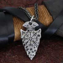Viking Compass Pendant Necklace for Men Retro Norse Jewelry Accessories Viking Style Amulet