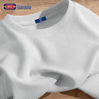 GENIOLAMODE vyriški gofruoto rašto ilgomis rankovėmis marškinėliai 2XL šviesiai pilka spalva