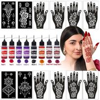 Kūno meno chna Chna tatuiruočių trafaretai Chna tatuiruočių pasta Vandeniui atsparus laikinas tatuiruočių rinkinys moterims