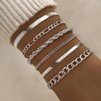 Fashion 6Pcs Bracelet Set Trendy Metal Chain Wristbands Stylish Jewelry Gift for Women Girls auksas