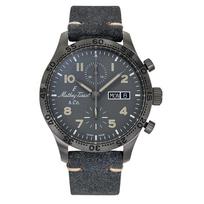 Mathey-Tissot Type 21 Chrono Leather Strap Black Dial Automatic H1821CHTLGO Men's Watch juoda