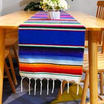 Meksikietiška stalo vėliava, pledas vakarėliui, austa staltiesė su kutais, meksikietiška staltiesė, dryžuotas pledas 35 * 215 + tassel 10cm * 2 195g