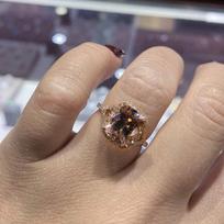 Sužadėtuvių žiedai Baltas cirkonis Rožinio aukso žiedas moterims Rožinio cirkonio žiedas Krištoliniai papuošalai Vestuviniai žiedai moterims 8&ROSE GOLD COLOR