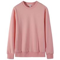 Hua Cotton Round Neck Unisex Hoodie - Autumn/Winter Classic Solid Color 3XL rožinė