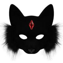 1 vnt. Helovino kaukė gyvūno kaukė vakarėliui pusės veido lapės kaukė Helovino Cosplay rekvizitai juoda