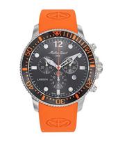 Mathey-Tissot Lagoon Chronograph Oranžinis silikoninis dirželis Juodas ciferblatas Kvarcinis H123CHALO 100M Vyriškas laikrodis