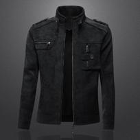 Men's Retro Suede PU Leather Motorcycle Jacket - Autumn/Winter Trend 2025 M kava