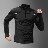 Men's Half-Zip Quick-Dry Sports Long-Sleeve T-Shirt for Running, Basketball, and Outdoor Fitness. M