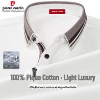 Pierre Cardin vyriški ilgomis rankovėmis polo marškinėliai, 100% medvilnė XL balta