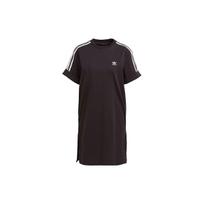 Adidas Originals Trefoil Marškinėlio Suknelė Laisva Apvalia Kaklo Juostuota Patogi Kvėpuojanti Trumpomis Rankovėmis Suknelė Moterims Juoda GN2777 30