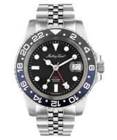Mathey-Tissot Vintage GMT nerūdijančio plieno juodas kvarcinis laikrodis H903ANB 100M vyriškas laikrodis juoda