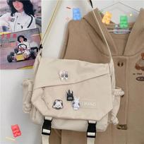 Mielas krepšys, „Kawaii“ mokyklinė kuprinė, „Messenger“ krepšys, „Anime Crossbody“ krepšys, nešiojamasis pečių krepšys su pakabuku balta